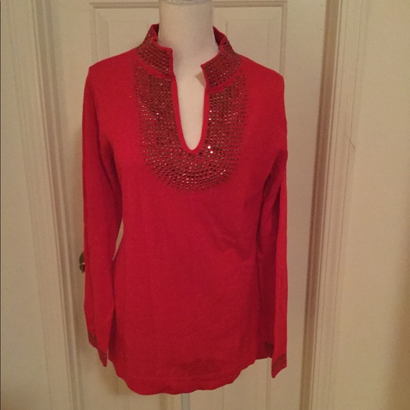 Ashley Stewart Sweaters - Red Embroidered Sweater